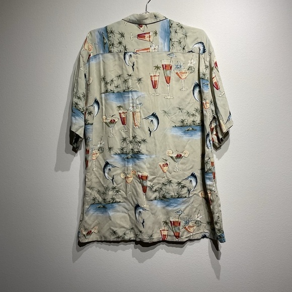 Campia Moda Men’s Tropical Beach Button Down Shirt Size L. Fishing Palm Tree - Picture 3 of 9